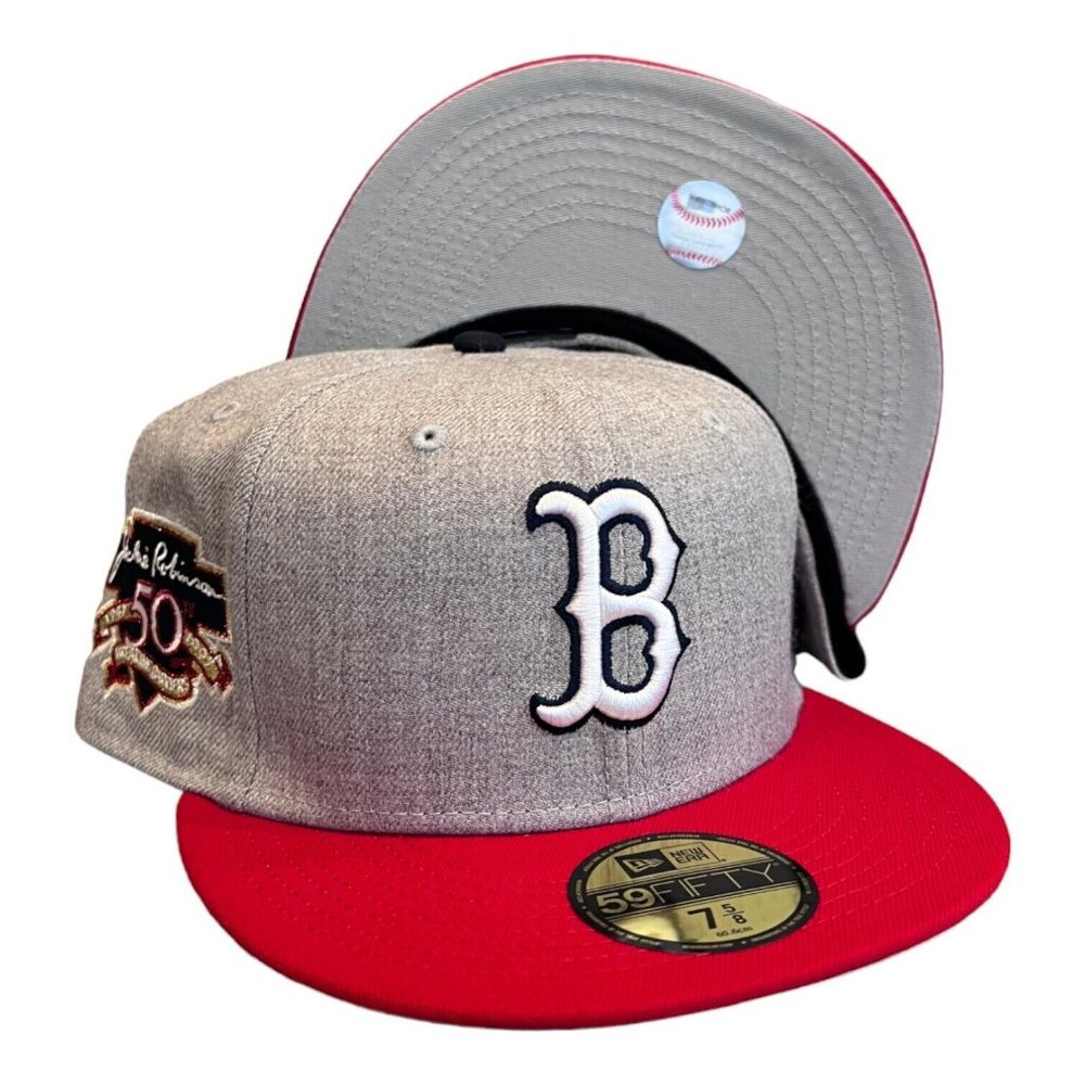 New Era Boston Red Sox 59FIFTY Fitted Hat Gray Jackie Robinson Patch 7 5/8